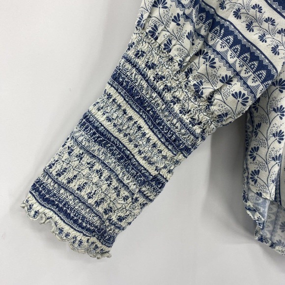 Blue and White Patterned Women's Top - Picture 3 of 10